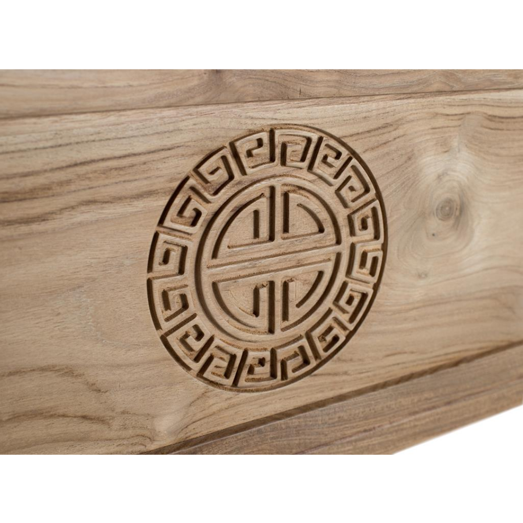 Arca Teca Pura – Baúl de Madera Maciza y Diseño Oriental (114 cm)