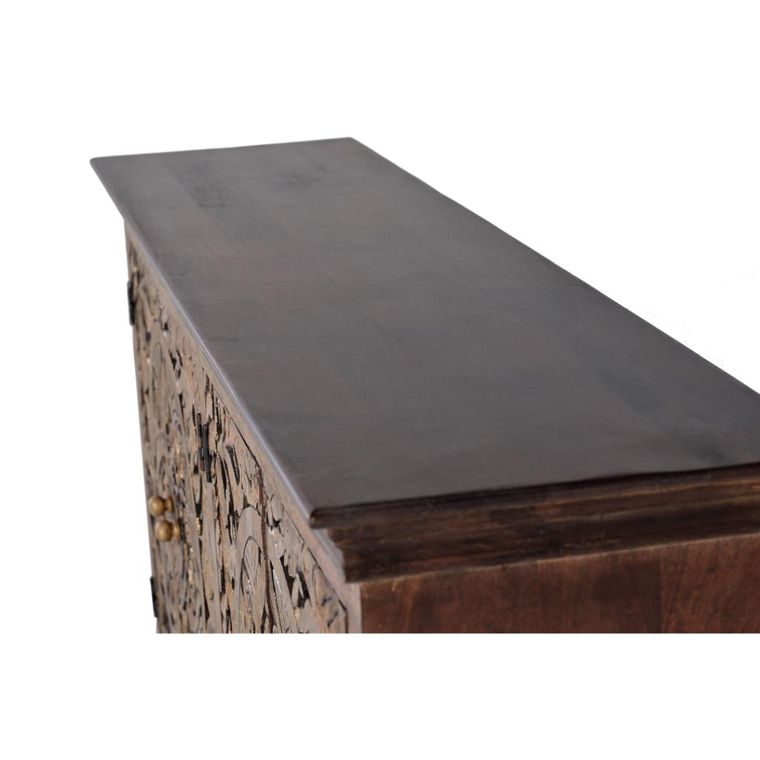 Aparador Sol de Oriente – Mango Tallado y Oro (180 cm)
