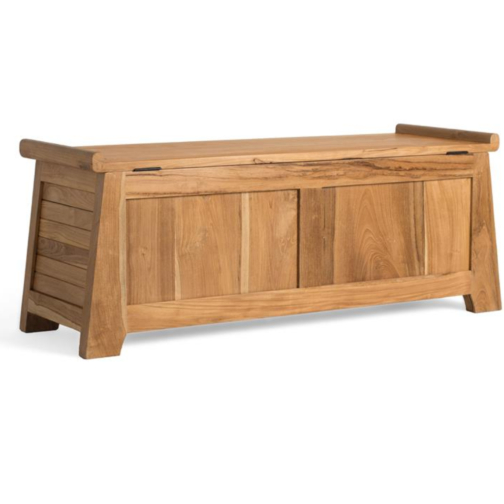 Arca Teca Pura – Baúl de Madera Maciza y Diseño Oriental (114 cm)