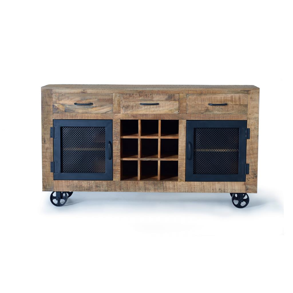 Aparador Forja y Veta – Estilo Industrial en Mango Natural (150 cm)