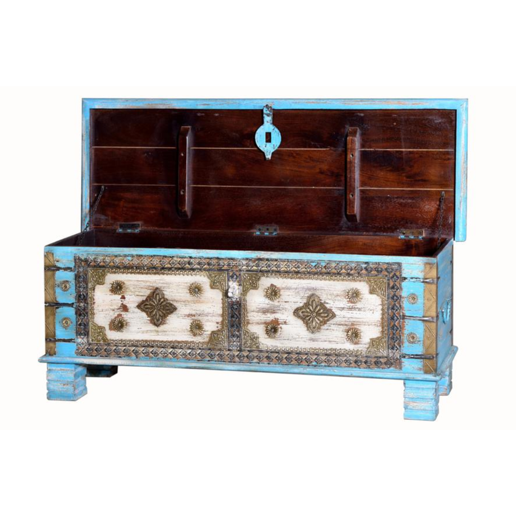Arca Real – Baúl en Madera de Mango y Bronce (116 cm)