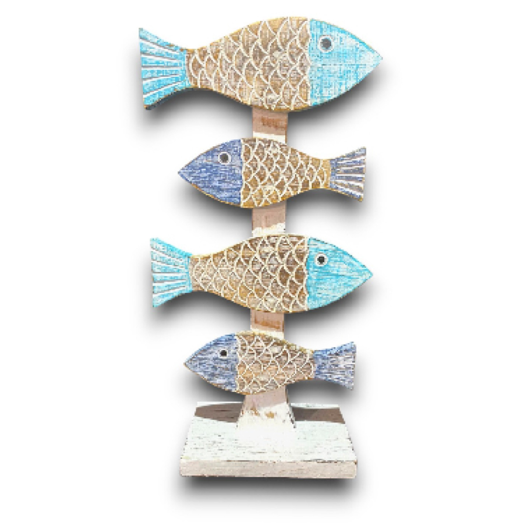 Peana Agujas del Océano – Set de 4 Peces Stick sobre Peana (50 cm)
