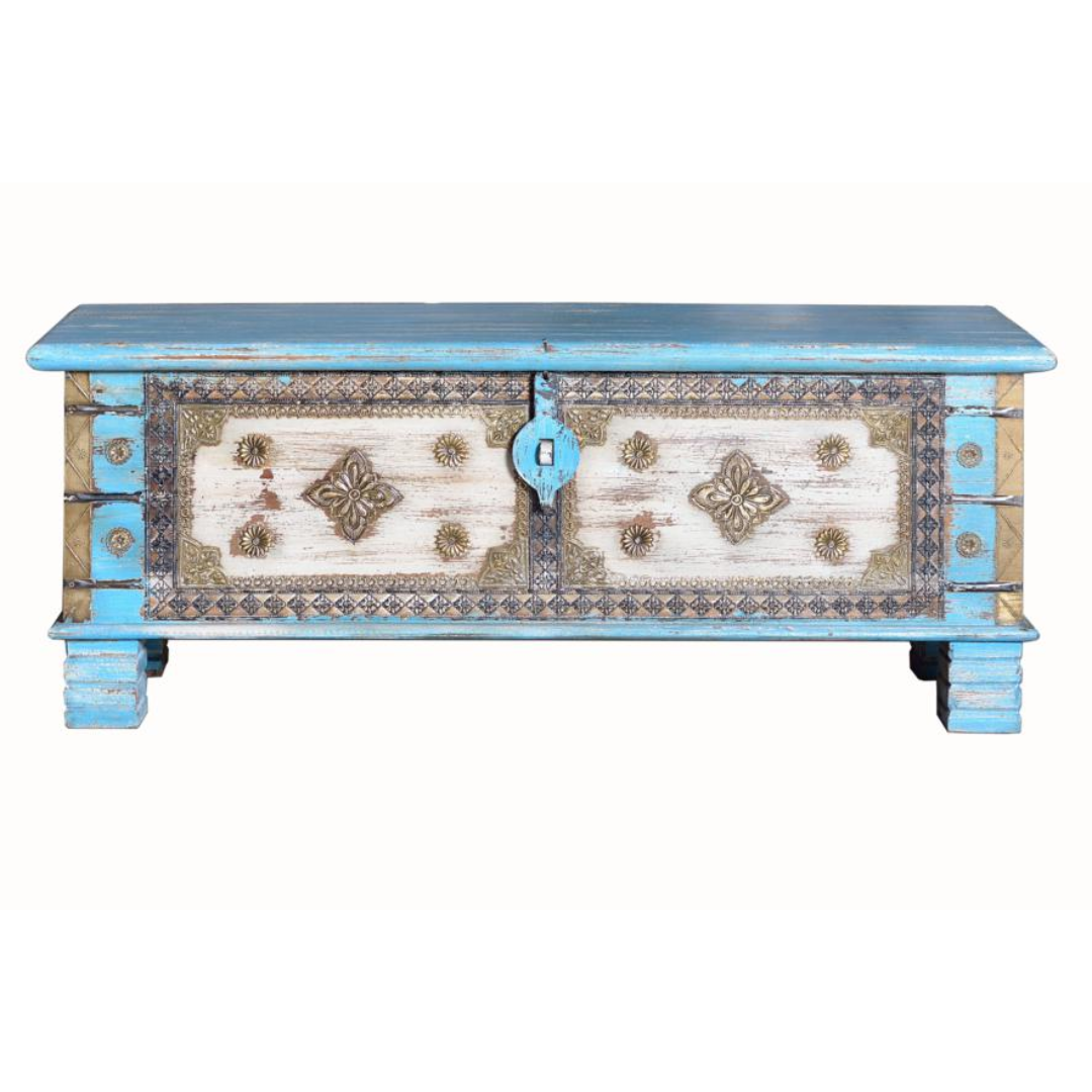 Arca Real – Baúl en Madera de Mango y Bronce (116 cm)